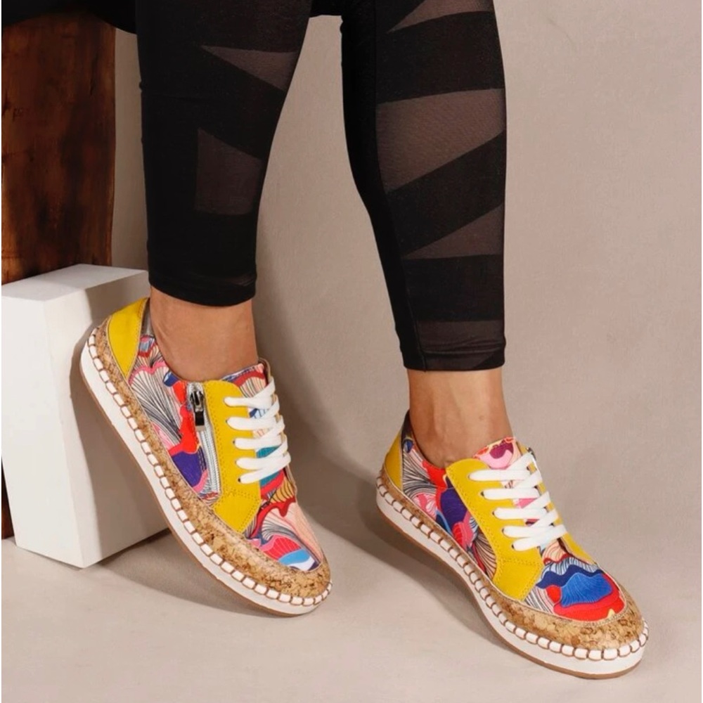 Soft & Comfortable Colorful Sports Shoes With Lace-Up & Side Zipper, NWT - Picture 3 of 7